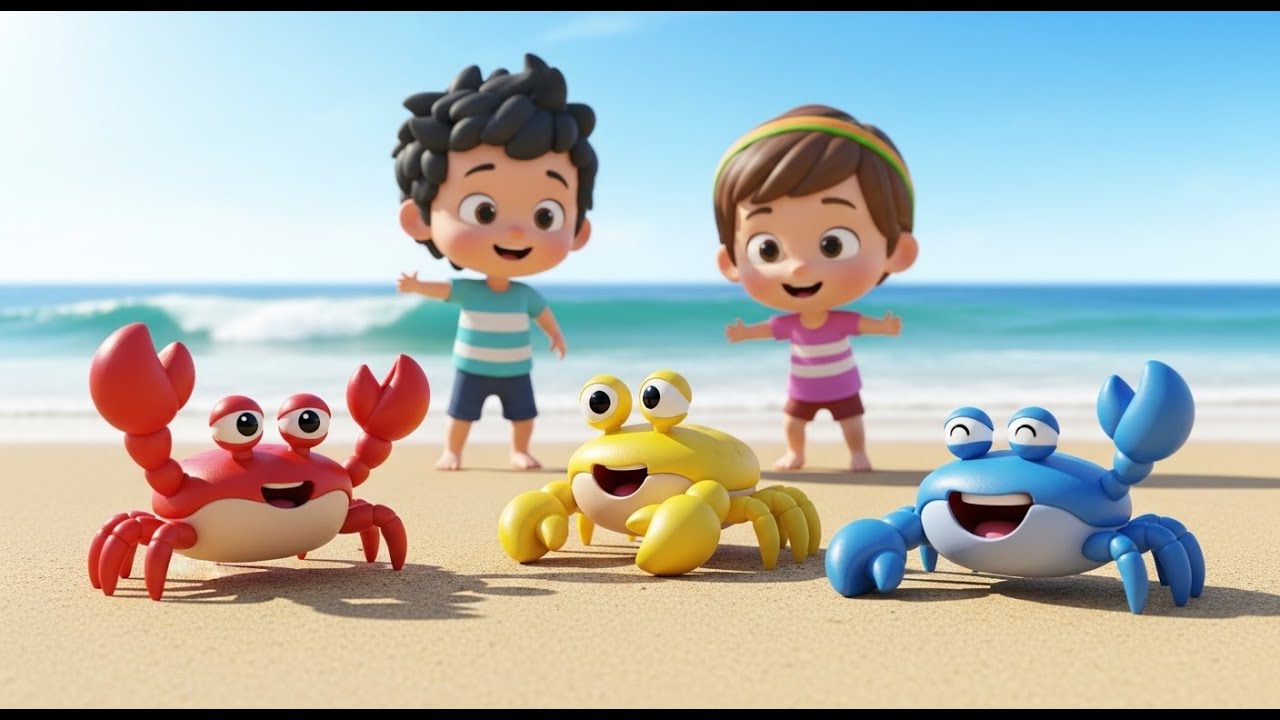 Three Little Toy Crabs Pinch Pinch Pinch | Fun Beach Song & Counting Rhyme