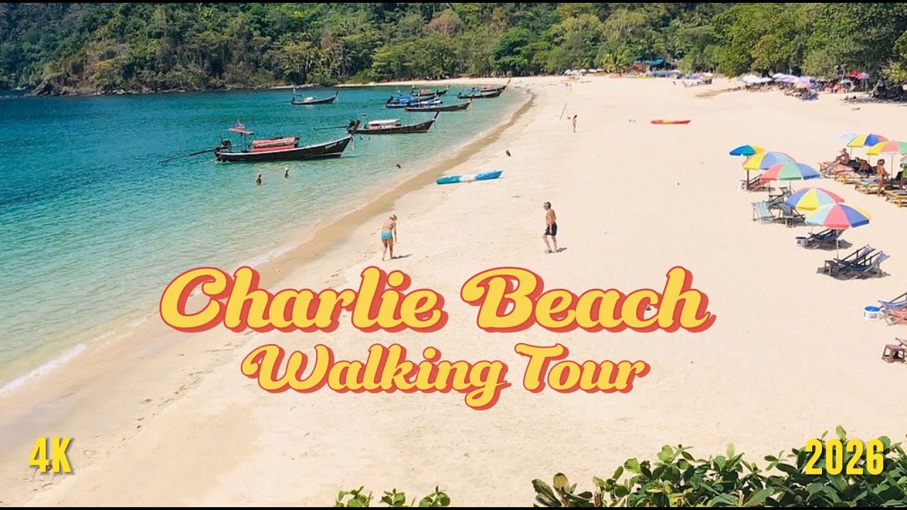 [4K] Tropical Beach Walk | Charlie Beach, Koh Mook, Thailand