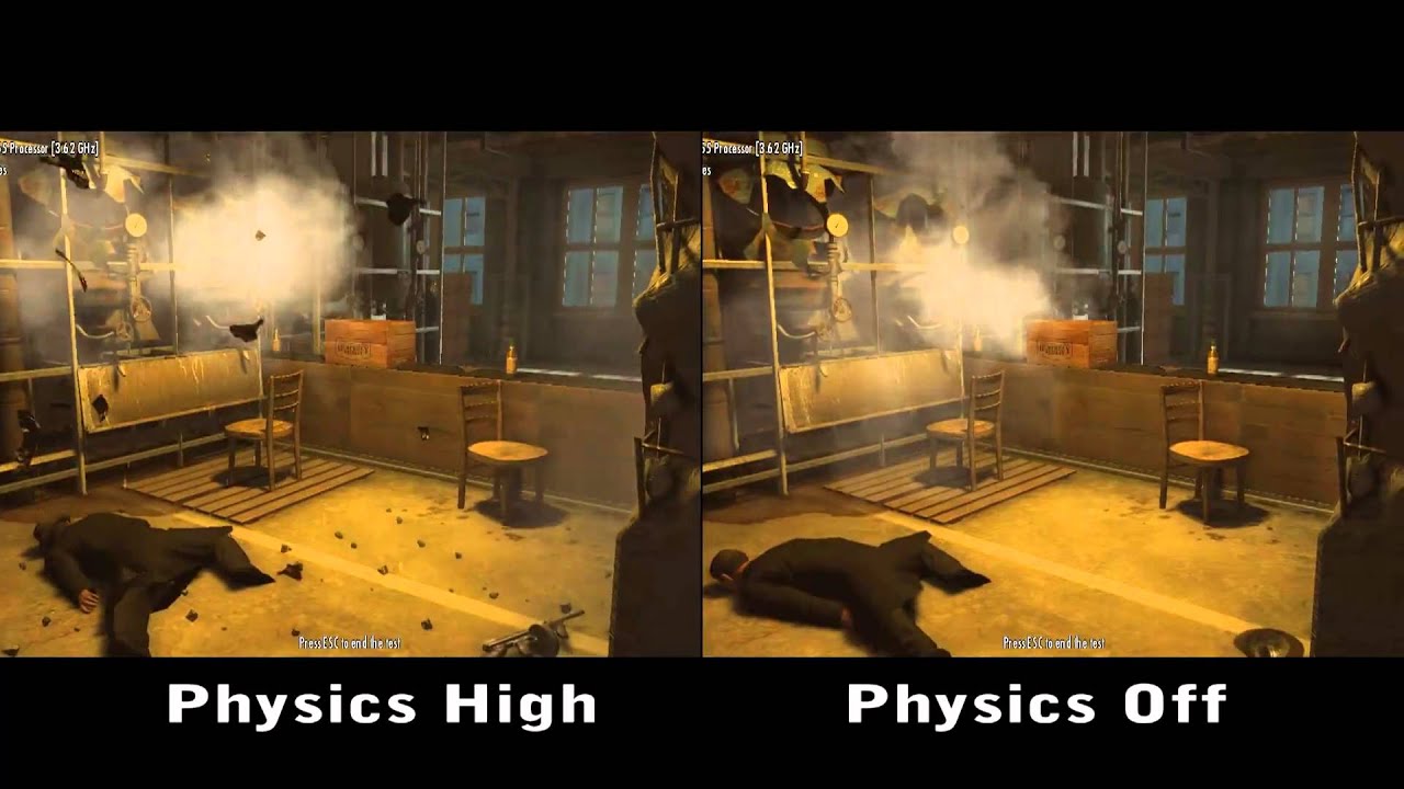 Mafia II physx on off comparison