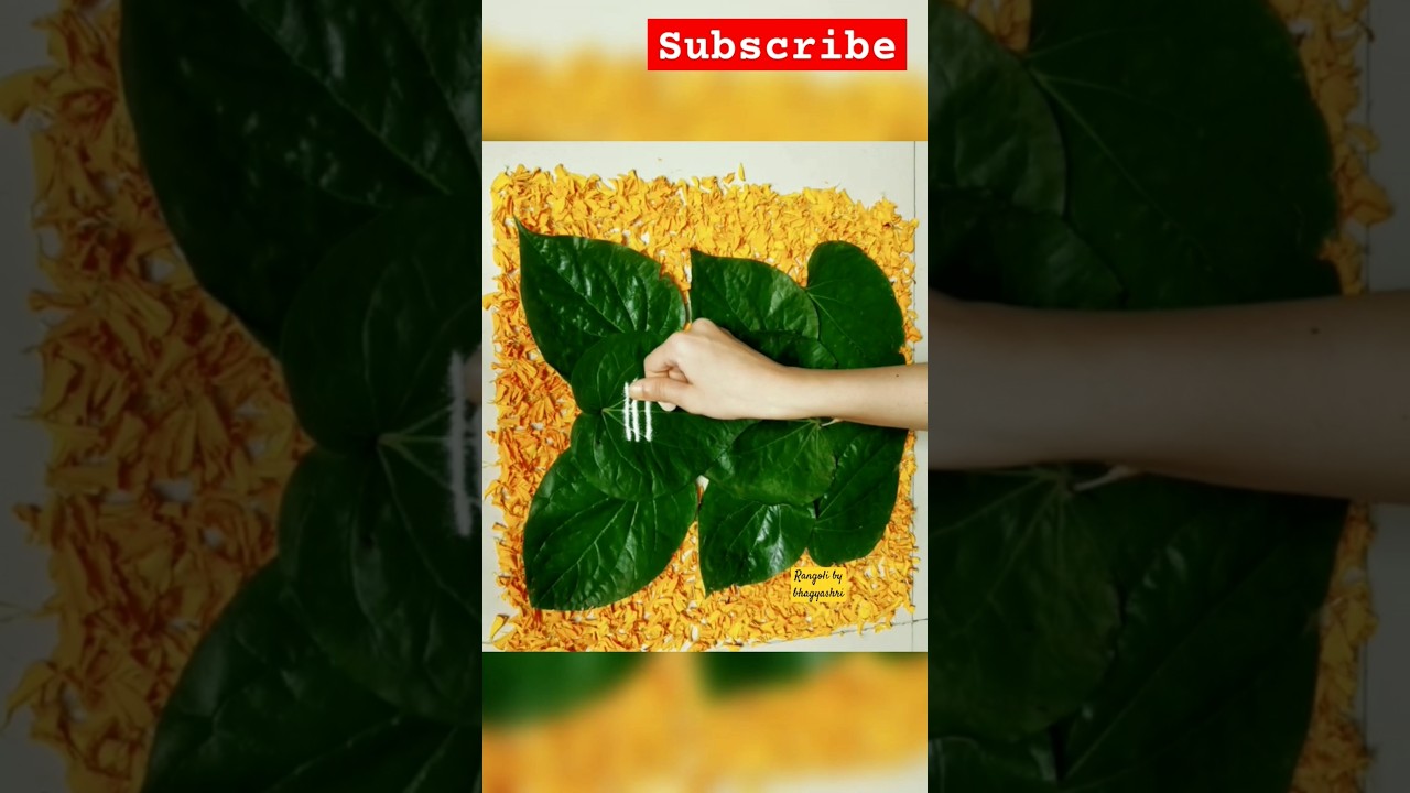 🌺🌿Ganpati rangoli using flower & leaves🌿🌺#flowerrangoli #ganpati #gauripooja #rangoli