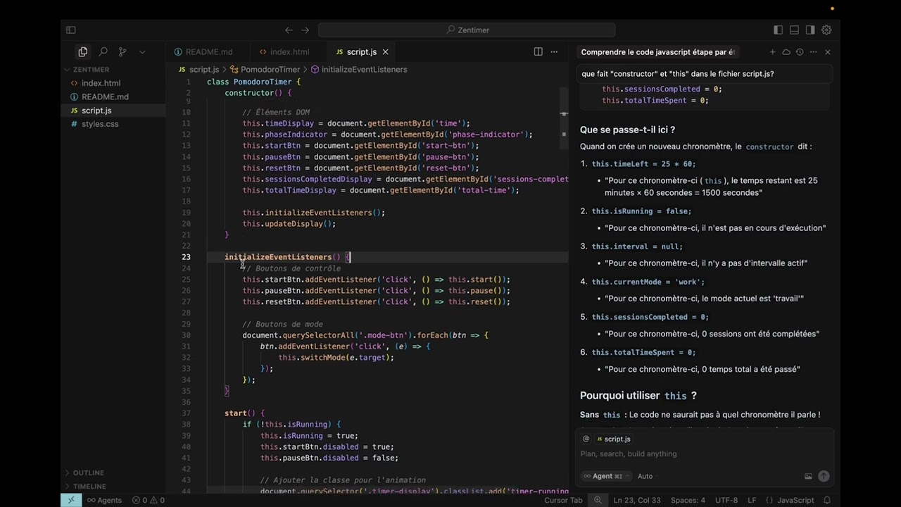 A quoi sert le code JavaScript dans une application Web avec Cursor [Formation Cursor #4]