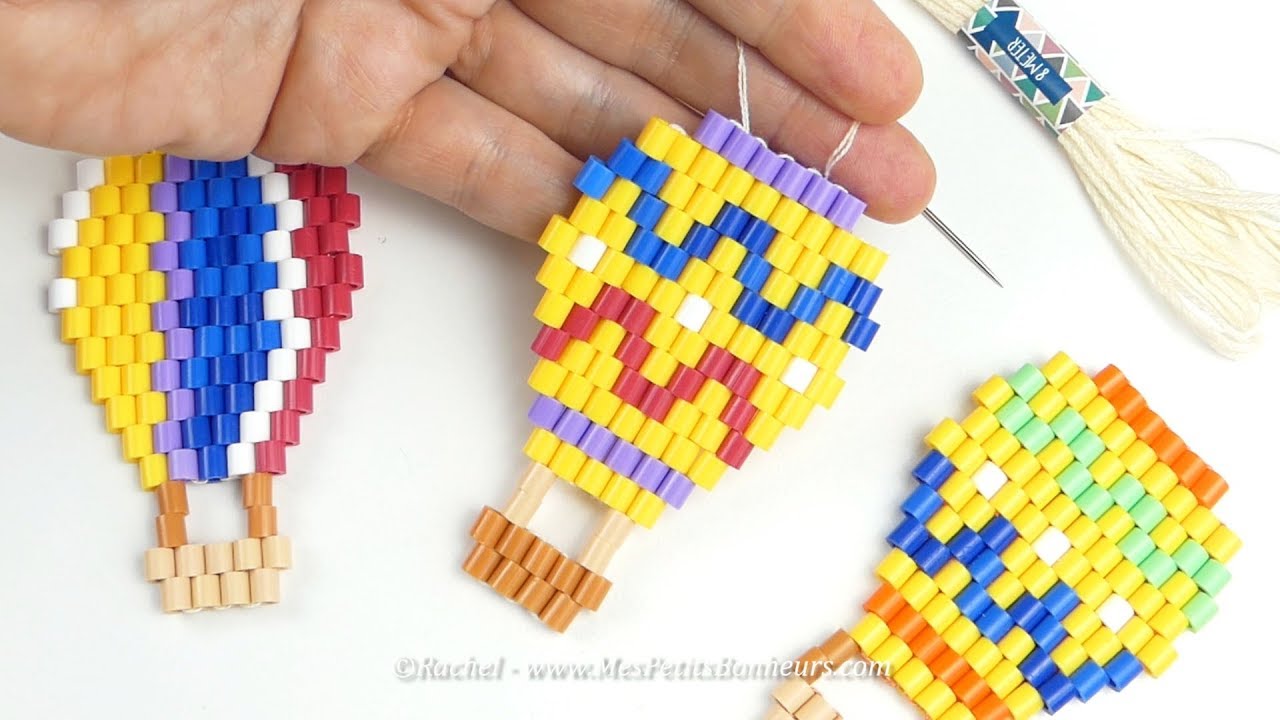 Tuto - Montgolfière en tissage Brick Stitch avec des perles Hama