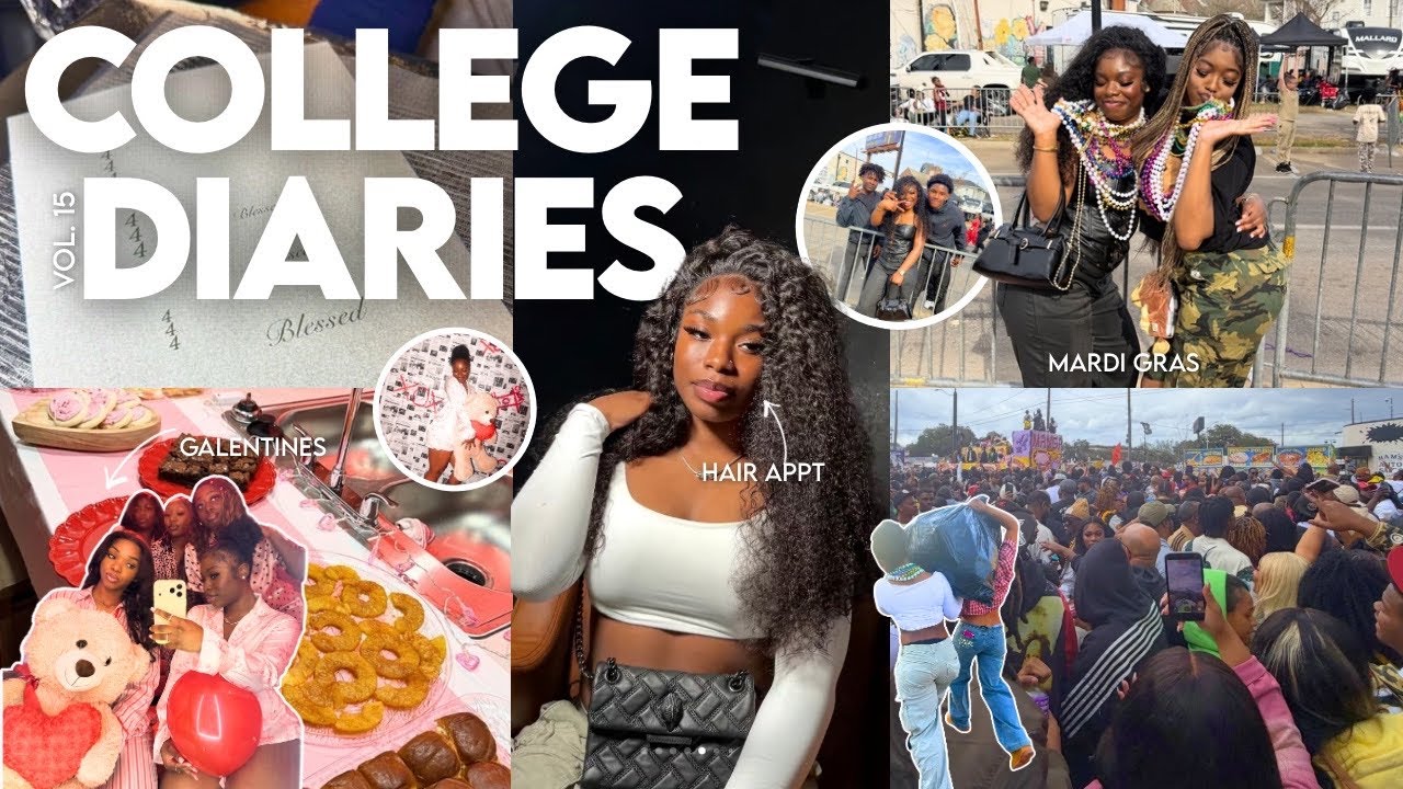 COLLEGE DIARIES Vol.15| we hosted galentines! mardi gras, hair appt, new tattoo, new hobby| Ula Hair