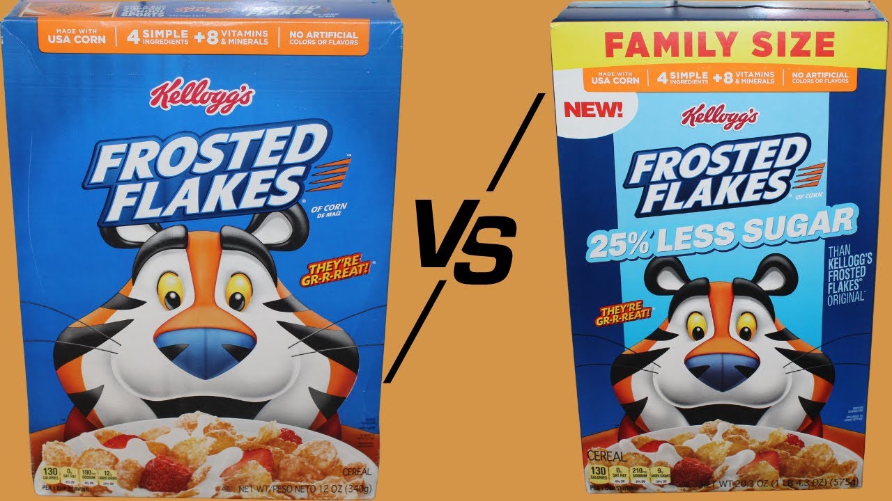 Kellogg&rsquo;s Frosted Flakes Original vs Frosted Flakes 25% Less Sugar Comparison & Review