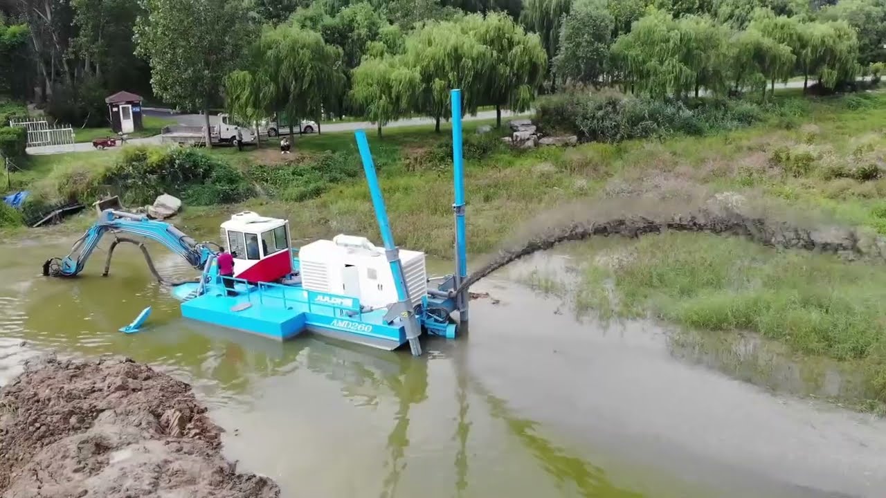 Wielofunkcyjna pogłębiarka amfibijna Julong AMD260 &ndash; testy pogłębiania przed wysyłką #amphibiousdredger