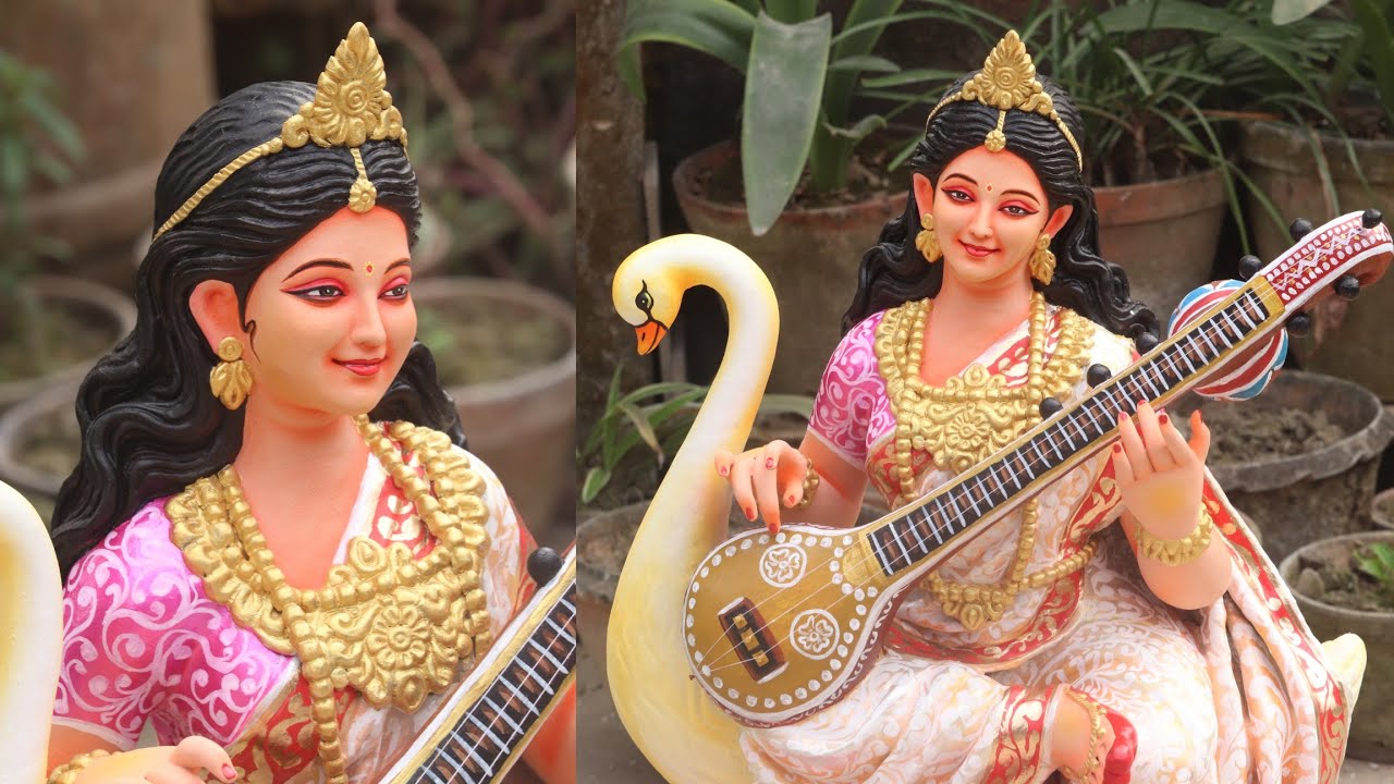 Making a Beautiful Saraswati murti PART 3 | 2026 Saraswati thakur banano