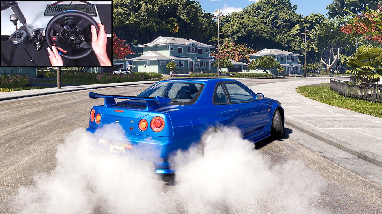 Drifting Nissan Skyline GTR R34 - The Crew Motorfest | Steering Wheel Gameplay