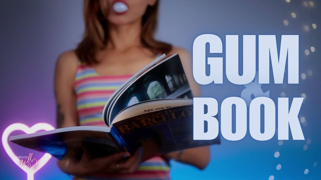 Bubble Gum Chewing, Book Page Turning, Page Flipping & Book Tapping ASMR (No Talking)