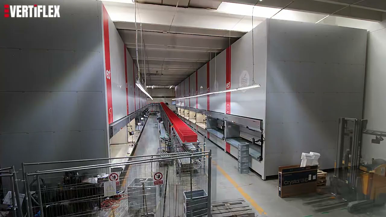VertiFlex - Timelapse of vertical storage lifts and conveyor system installation for eD System