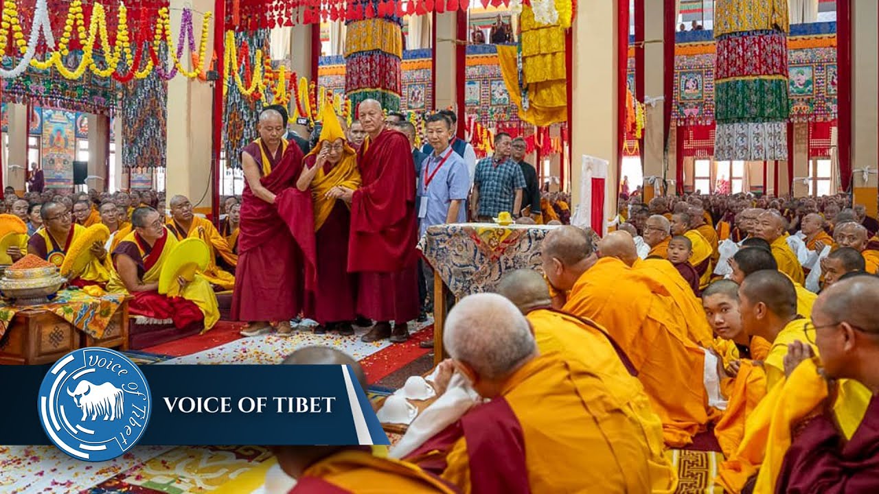 Dalai Lama attends a Long Life Prayer offering by Sera Monastery