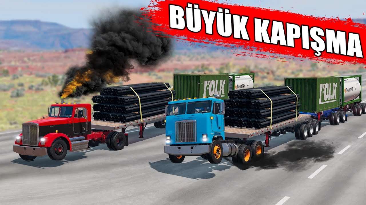 AĞIR YÜK TAŞIMA YARIŞI // TIRLAR PERT OLDU // BeamNG.drive // Heavy Haulage with the Gavril T-Series
