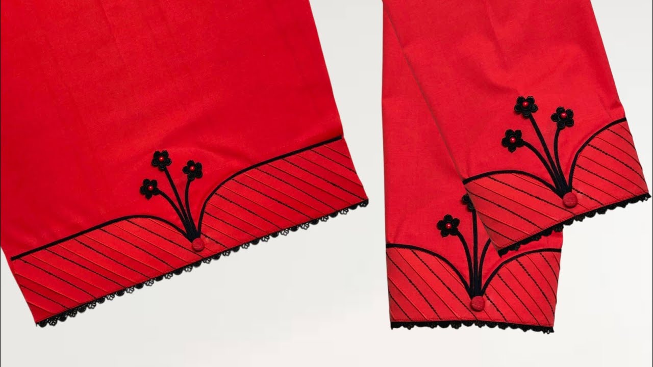 Trouser Design With Simple Flower 🌼 || #nabiladressingdesigner