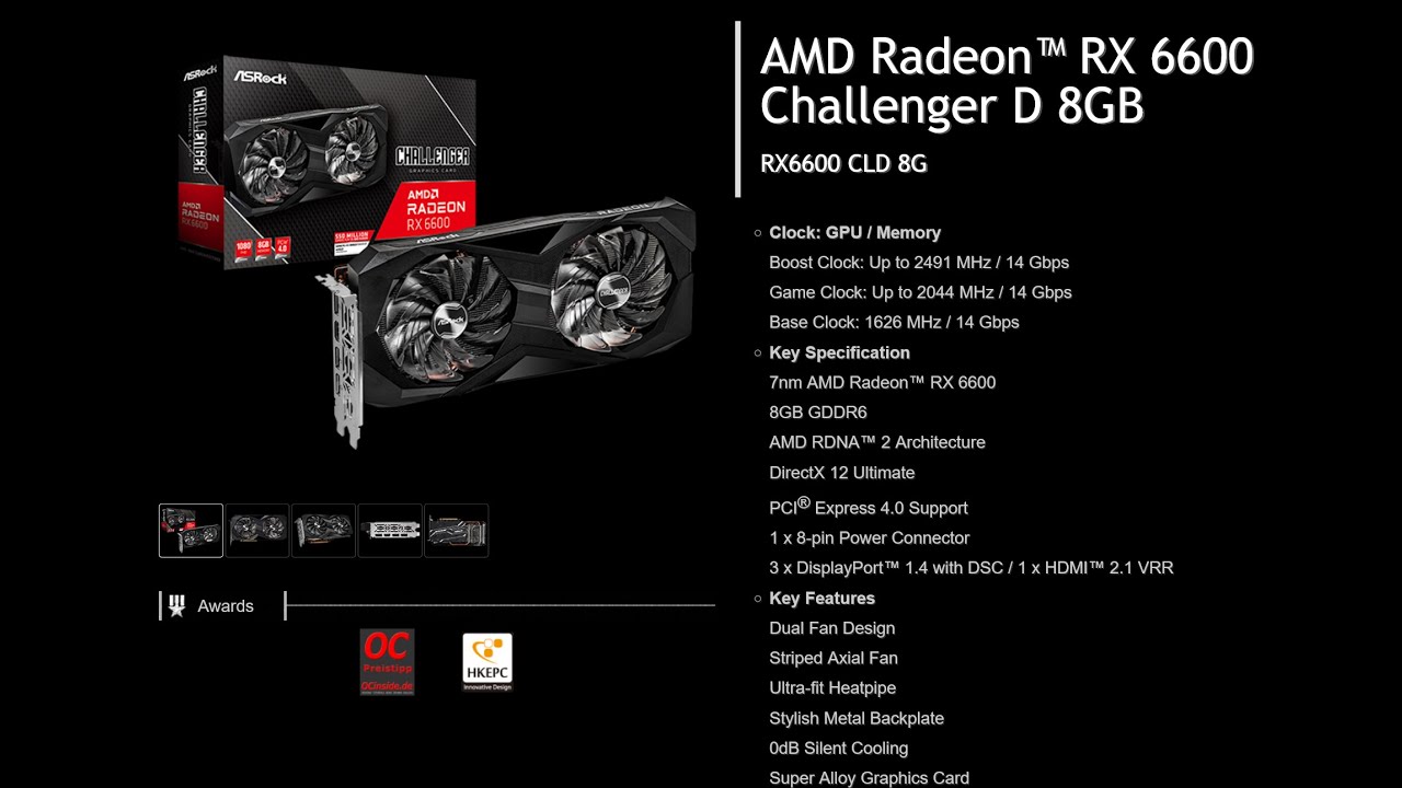 ASRock Radeon RX 6600 Challenger 8GB GDDR6 - Furmark 2.2 GPU Stress testing 90+ minutes
