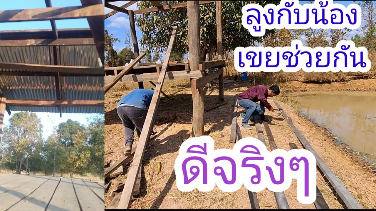 อ้ายจอ่ยกับลุงช่วยกันทำหลังคา✌️#แม่น้องรุ่งบ้านนา #ขอบคุณที่ติดตาม 
