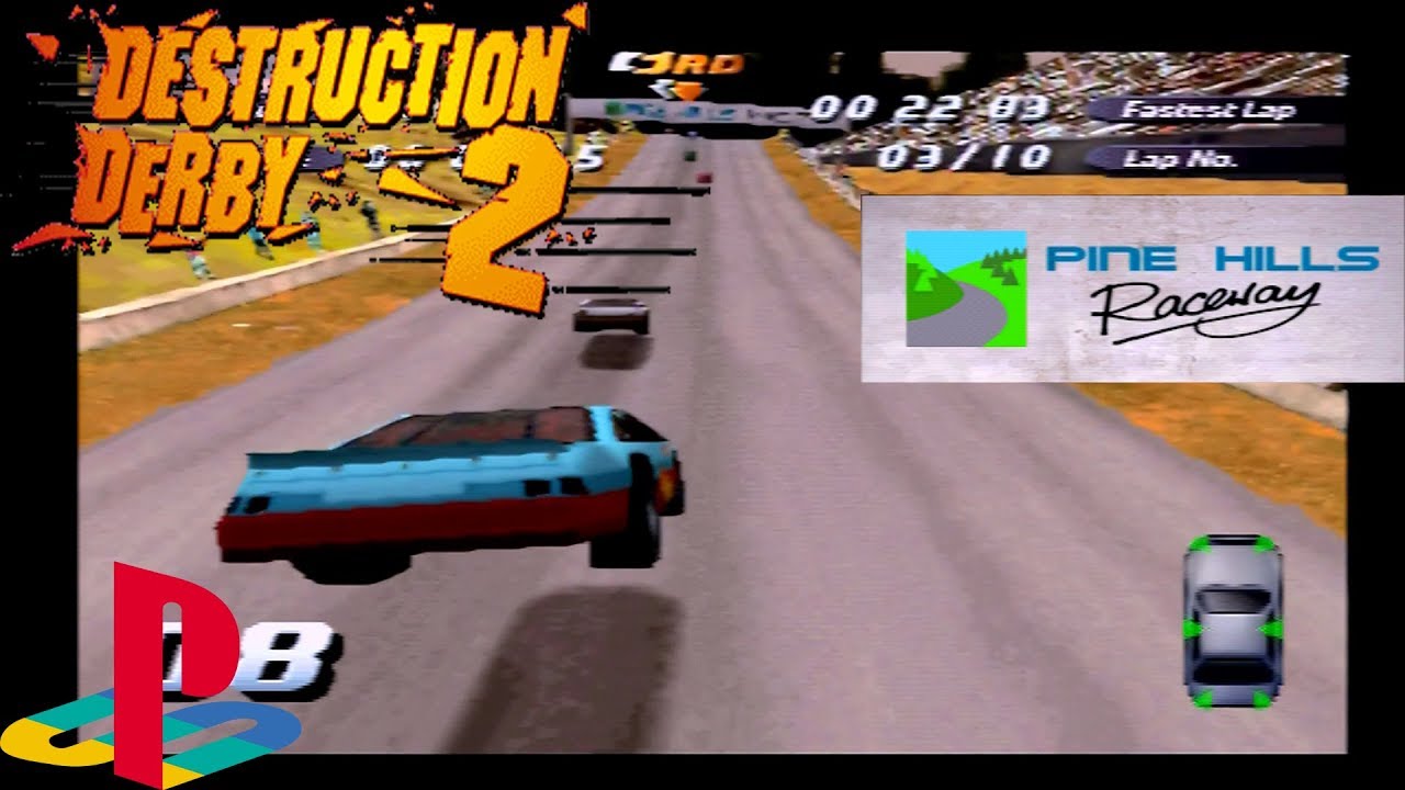 Destruction Derby 2, Stock Car Racing | Pro | Pine Hills Raceway | PlayStation/PS1/PSX HD