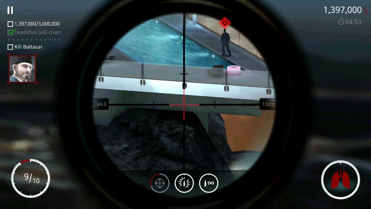 Hitman Sniper : Get a score of 3000000 including a 8x headshot chain