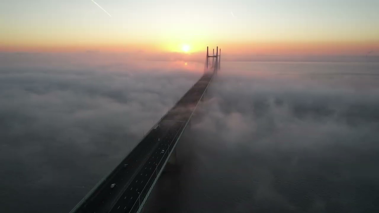 Dragons Breath flows down the Severn over the Prince of Wales Bridge