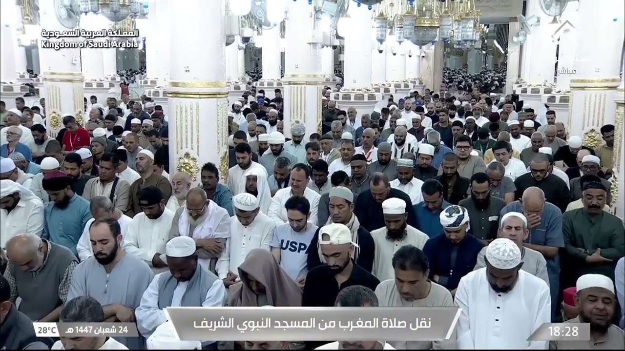 صلاة المغرب من المسجد النبوي بالمدينة المنورة للشيخ عبدالله القرافي 24 شعبان 1447هـ