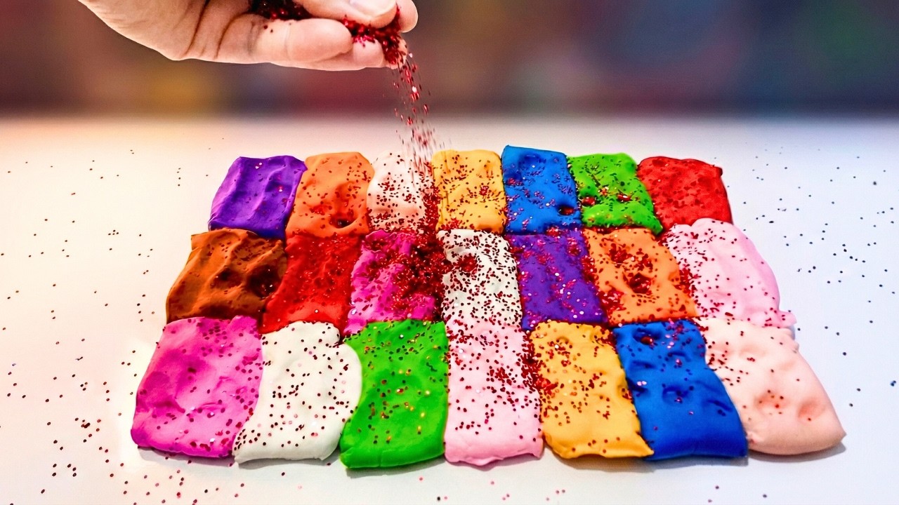 Glitter Clay Mixing ASMR 🌈 Massive Pour Satisfying