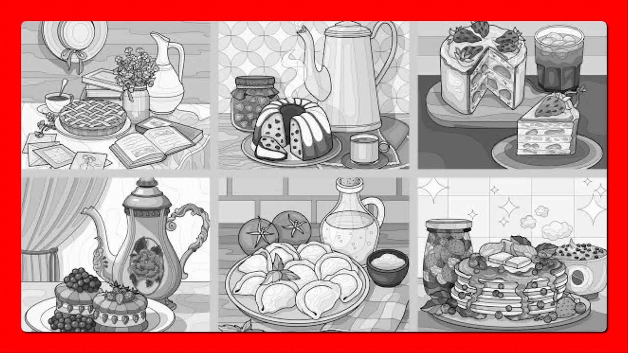 A Delightful Culinary Journey Breakfast Pancakes Strawberry Cake Hey Color by Number #coloringbook