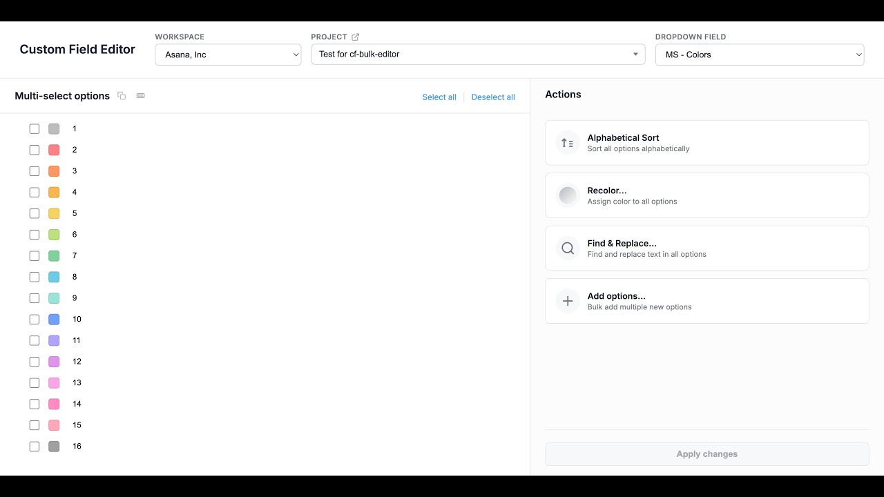 Asana CF Bulk Editor - How to use [no sound]