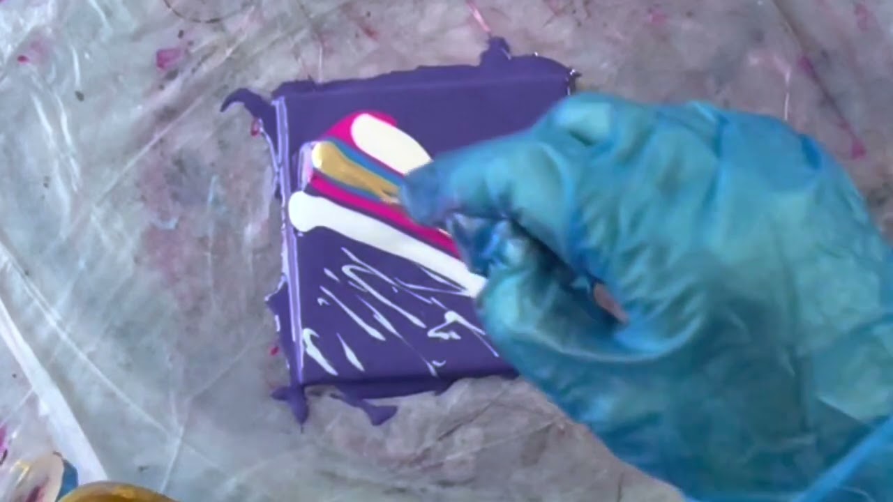 #145 BEAUTIFUL PURPLE BASE SWIPE with a DRIZZLE of PAINT into the NEGATIVE SPACE: Fluid Art Tutorial