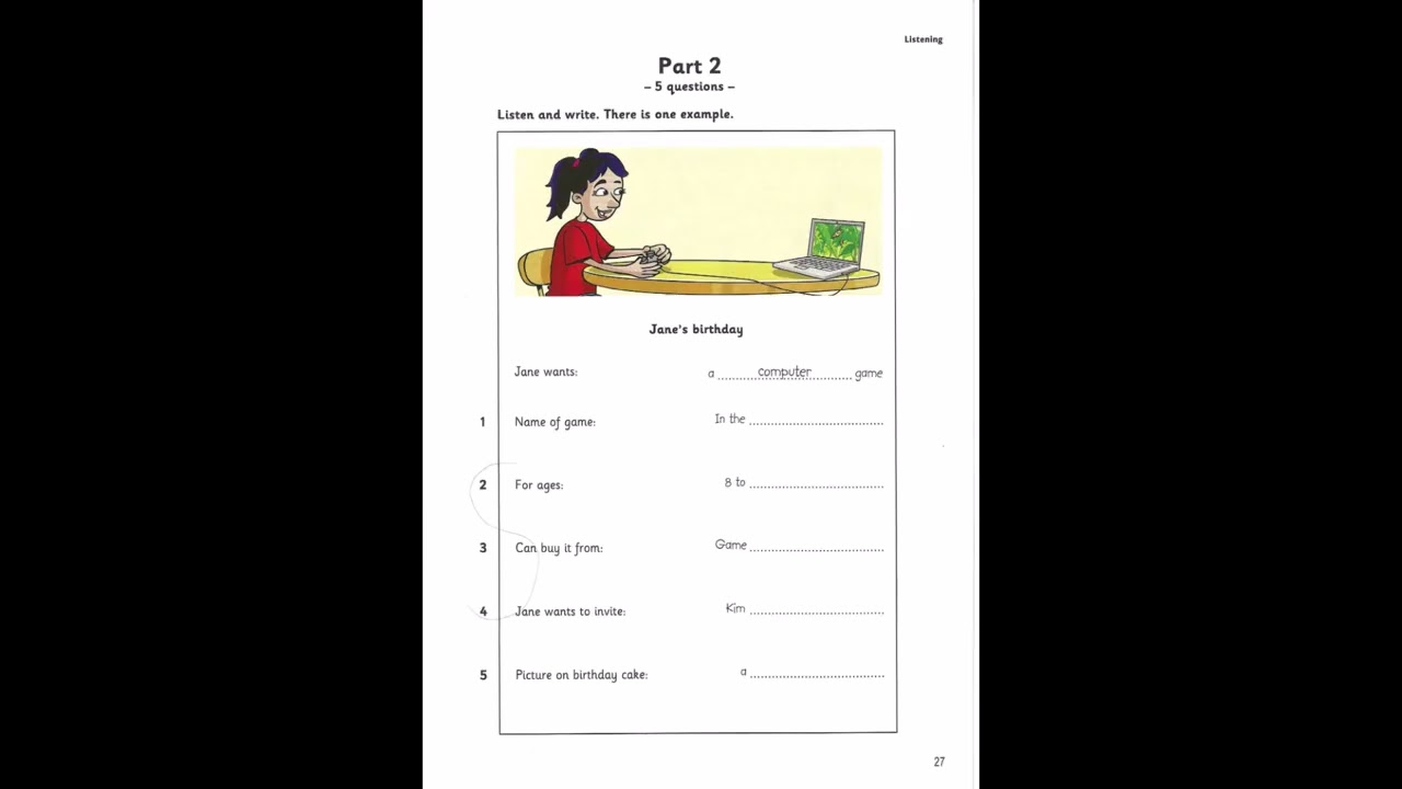 listening test 8 class B1 part 2