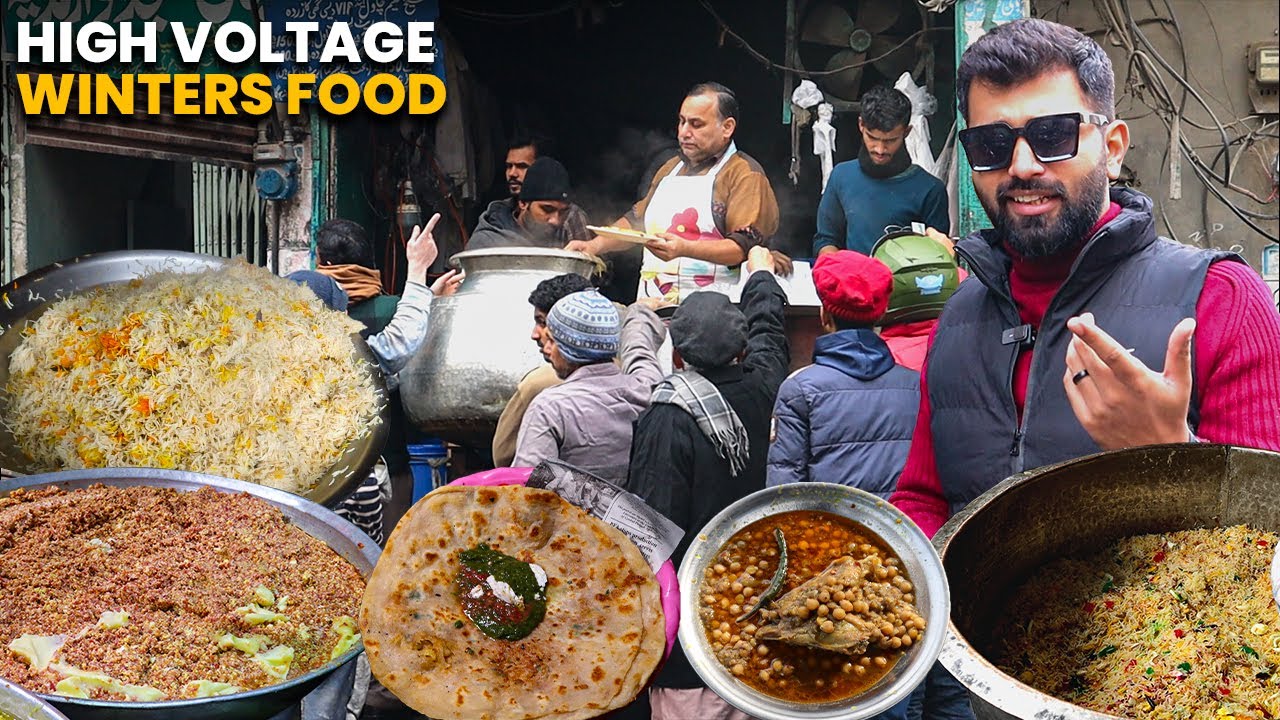 High Voltage Winter's Food in Lahore | Desi Murgh Chanay | Pethe/Gajar Ka Halwa | Daal chawal | Saag