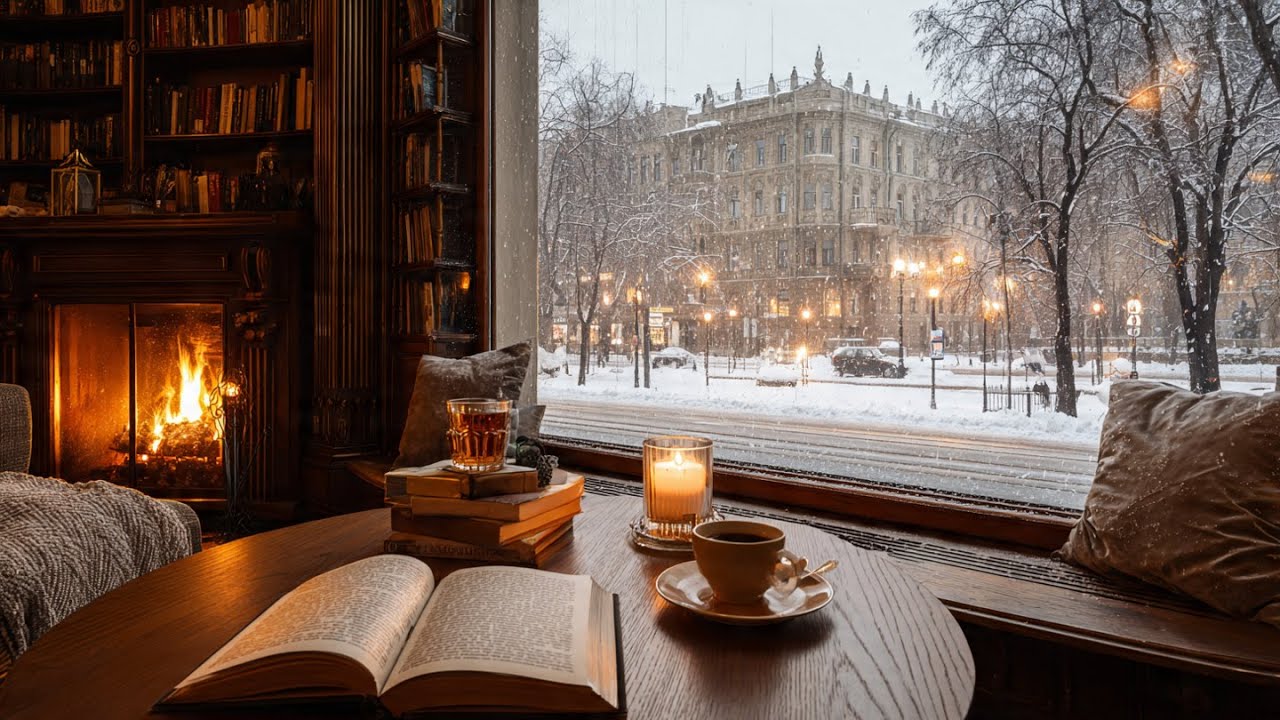 Nostalgic Christmas Jazz 🎶 Crackling Fireplace & Soft Rain Sounds 1