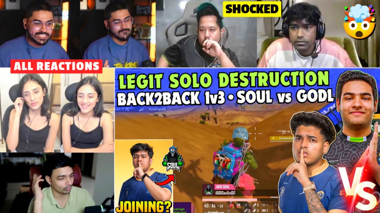 THUNDER Joining iQOOSouL ?😳 Legit 1v3 Back2Back 🔥 All Reactions ✅ SOUL vs GODL 🥶 Team SouL BGMS 🚀