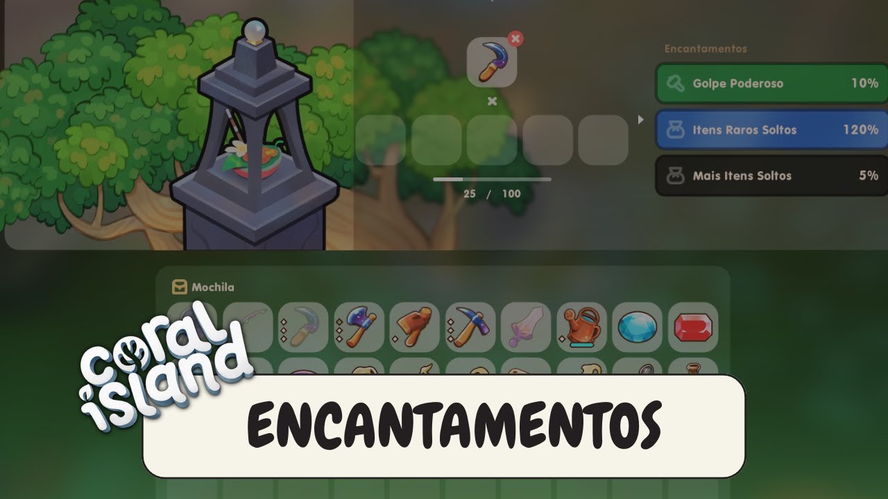 Encantando suas Ferramentas em Coral Island!