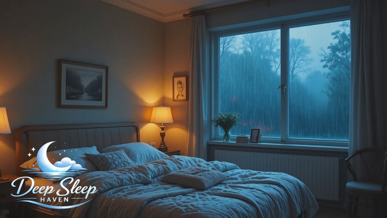 Rainy Night in Cozy Bedroom 🌧 Deep Sleep Ambience | 3 Hours