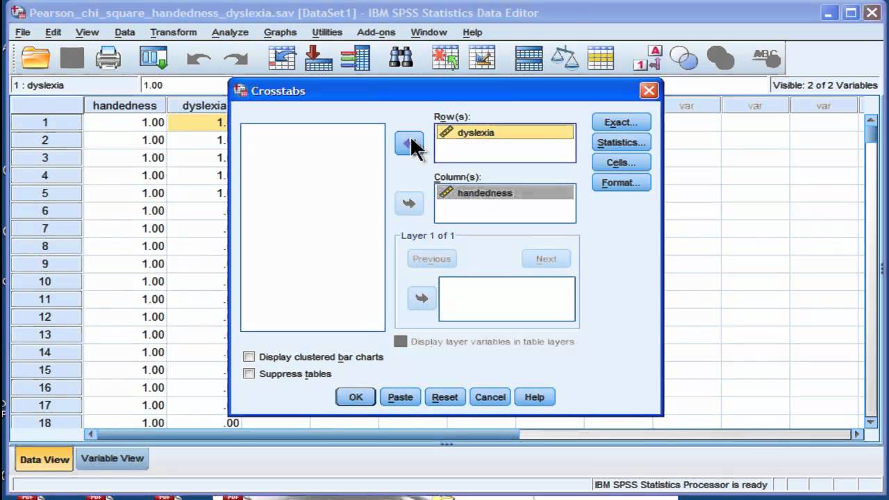 2 by 2 Contingency Table Analysis (Pearson Chi-Square) - SPSS (part 1)