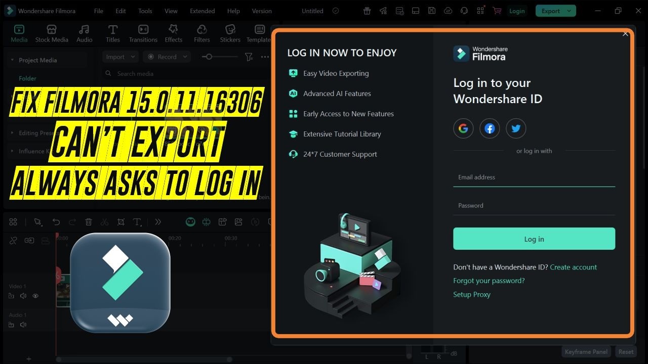 how to fix filmora 15 can't export