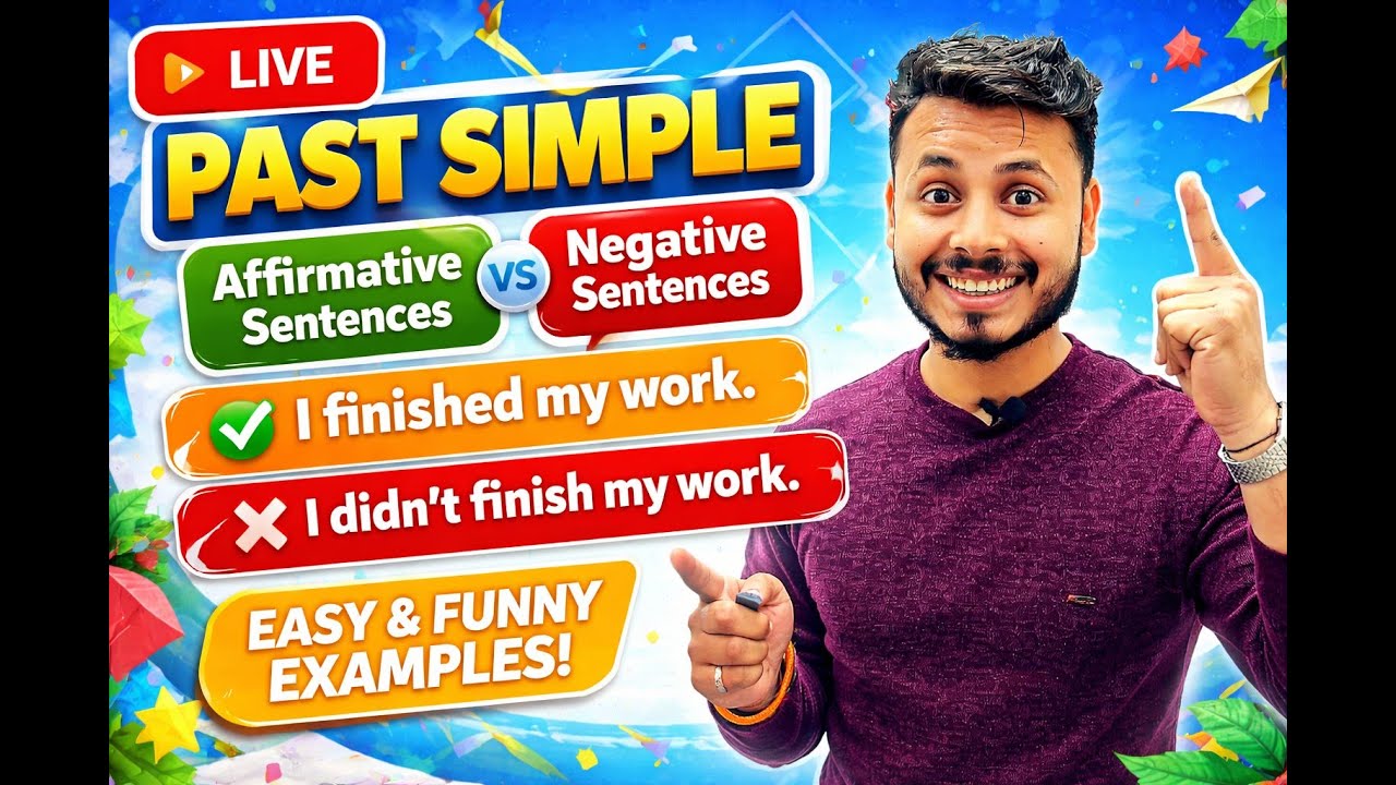 Past Simple Tense 😄 | Affirmative & Negative Sentences with Funny Examples | English Live Class🔥🔥
