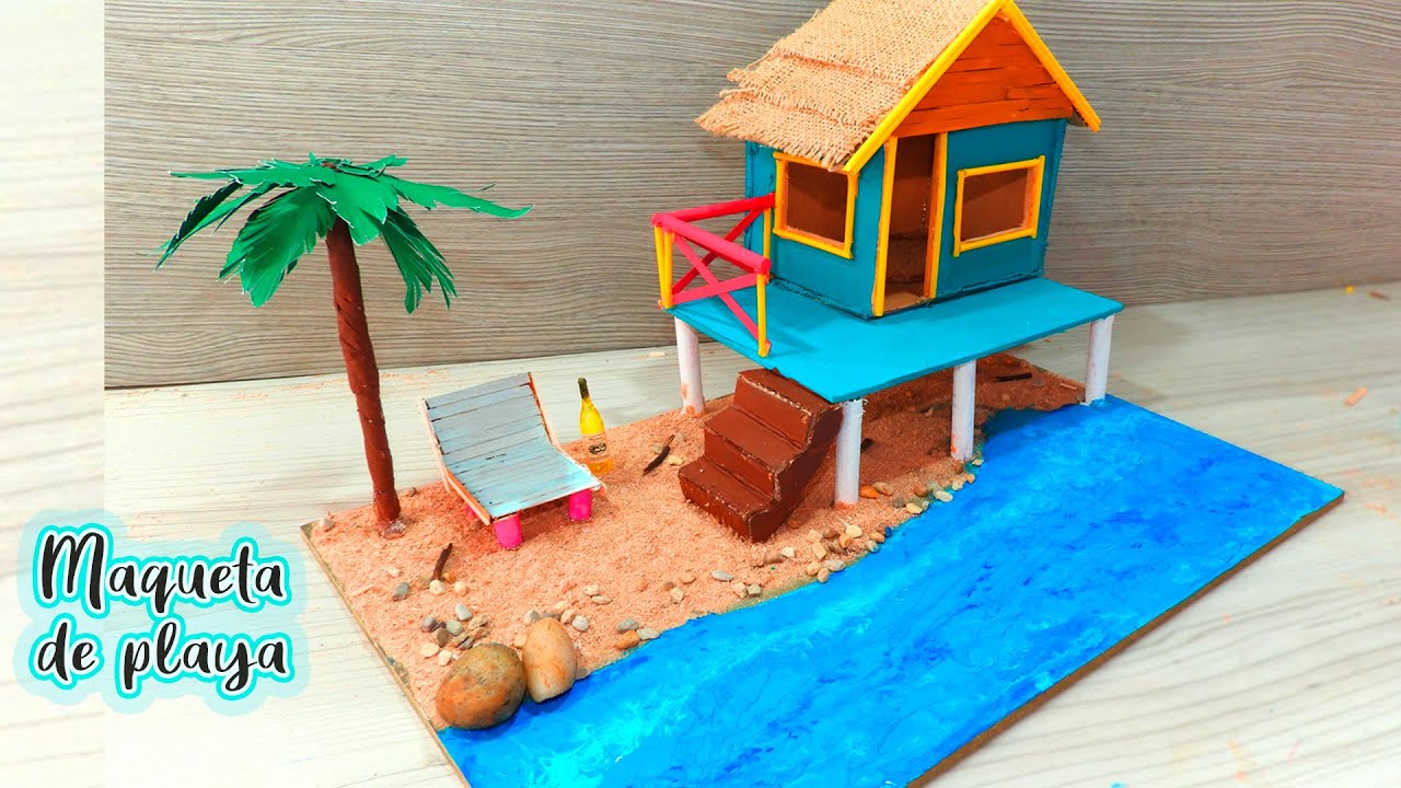 MAQUETA DE LA PLAYA FÁCIL DE HACER 🏖️ Manualidades creativas