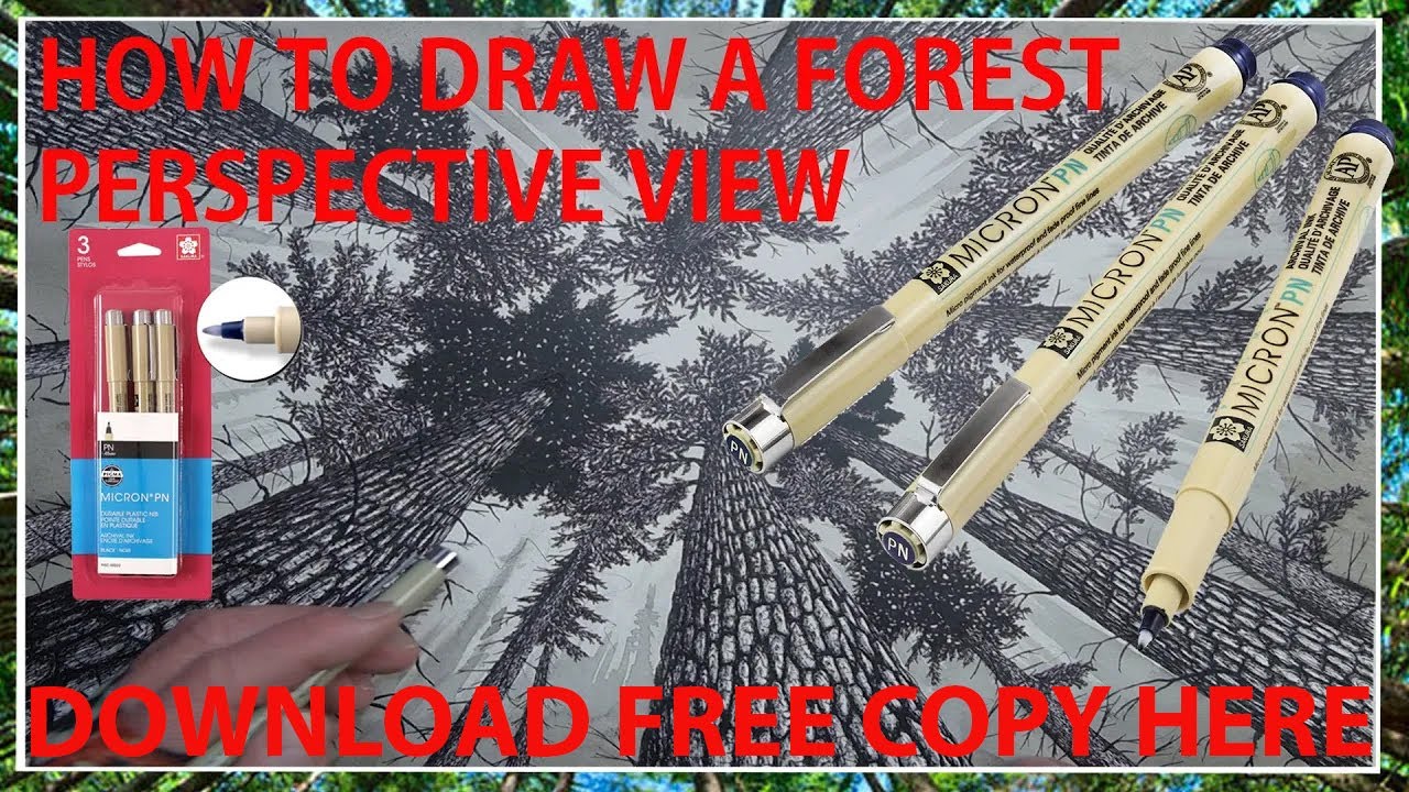 DRAWING A PINE FOREST - Ink Pen in Perspective