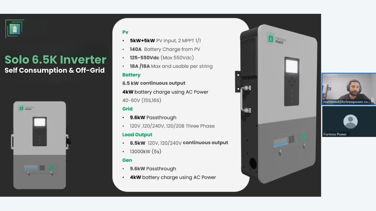 Fortress Power Webinar Replay | Solo 6.5K Non-Export Inverter Deep Dive & Installer Training