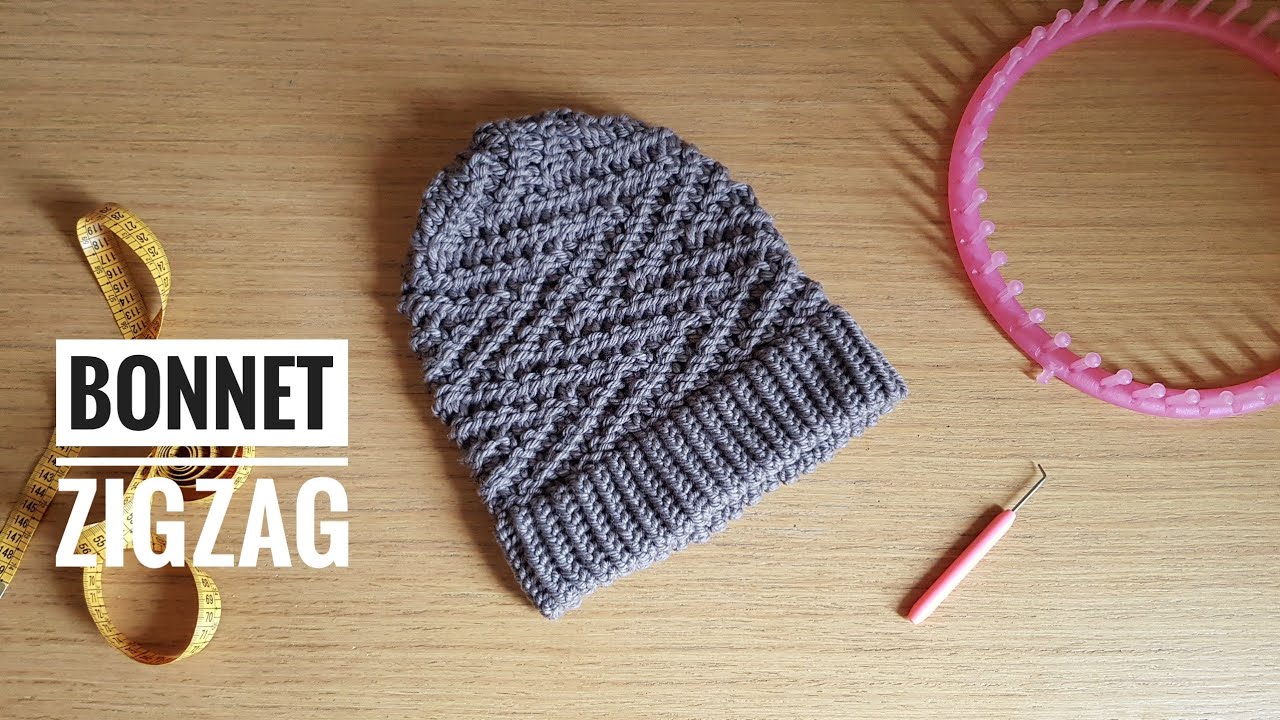 Comment tricoter un bonnet souple au tricotin en ZigZag facile