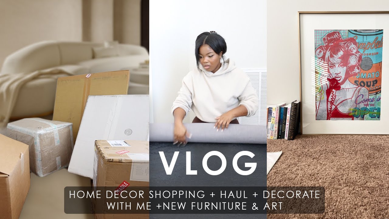 VLOG | HOME DECOR SHOPPING + HAUL + DECORATE WITH ME + NEW FURNITURE & ART!!