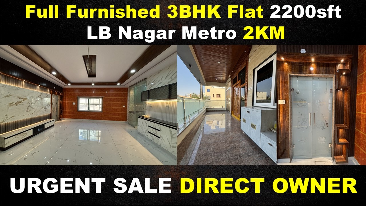 Fully Furnished 3BHK Flat for sale in LB Nagar 2200sft | Metro 2km #furnished  #luxuryflats #3bhk