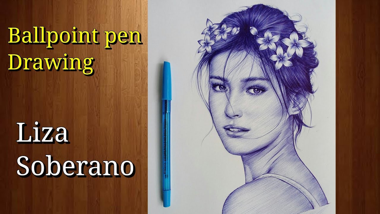 LIZA  SOBERANO Ballpoint pen Drawing ( SPEED DRAWING )
