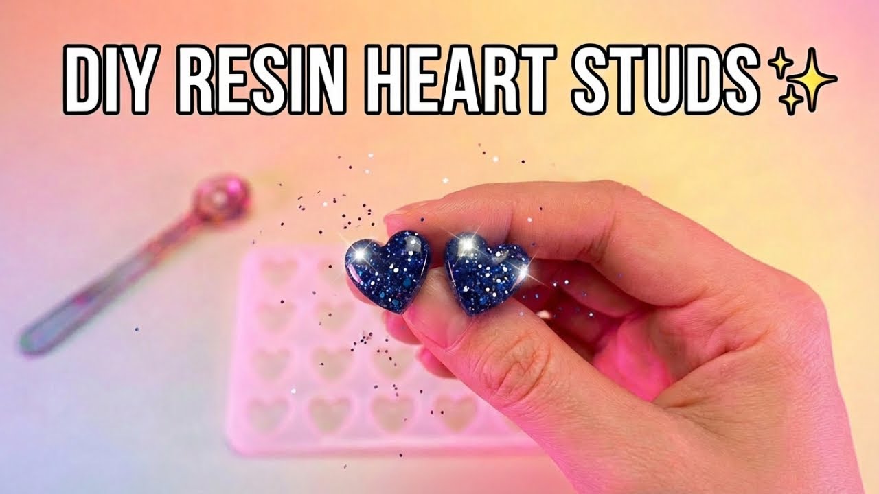 ✨ DIY Resin Heart Glitter Studs | Sparkly Jewelry Tutorial