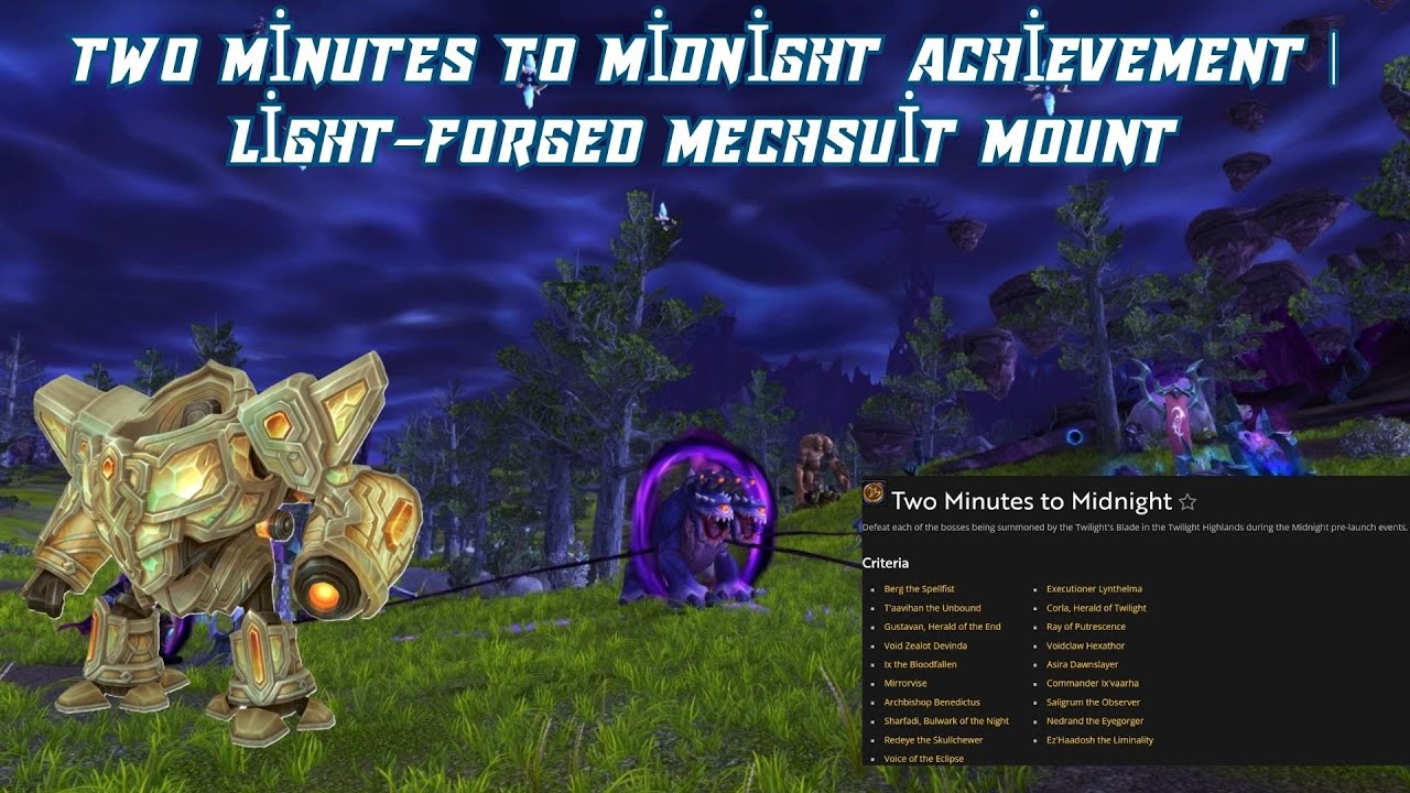 Farm Rares in Twilight Highlands | Two Minutes to Midnight Achievement | Light-Forged Mechsuit Mount