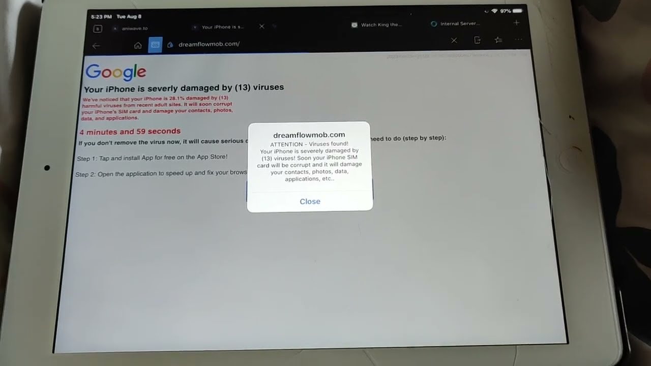 fake notice.  Your iphone is severly damaged by (13) viruses webpage. Mine isn't even an iphone?