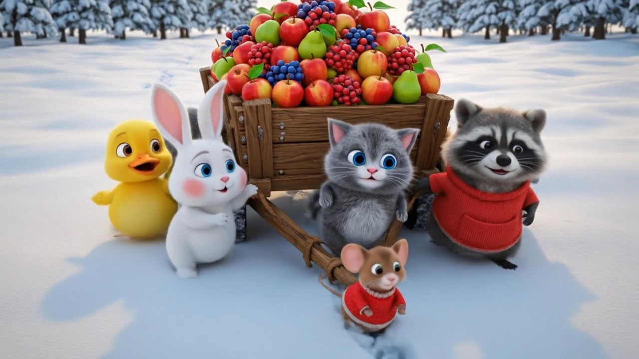 🐰🐤Roro, Dodo, Kiki: The Old Map Mystery - Finding the Giant Fruit Cart in the Snowy Forest 🍎