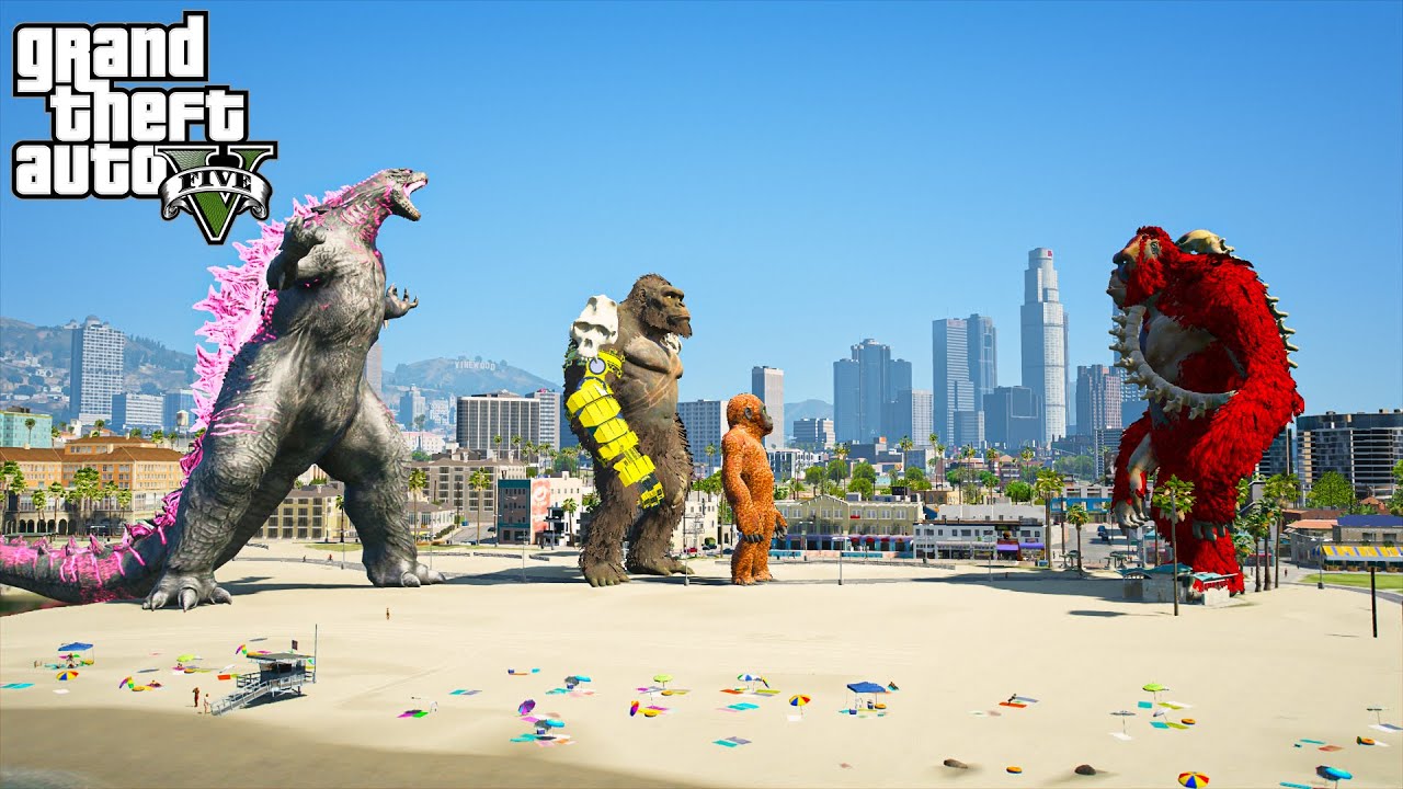 Godzilla, Kong x Mini Kong Suko vs ScarKing 2024 - The New Empire ( GTA V Mods )