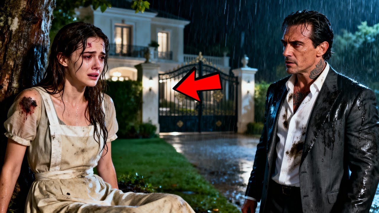 Mafia Boss Stopped In Shock When He Saw His Poor Maid Collapsed In the Rain Outside His House