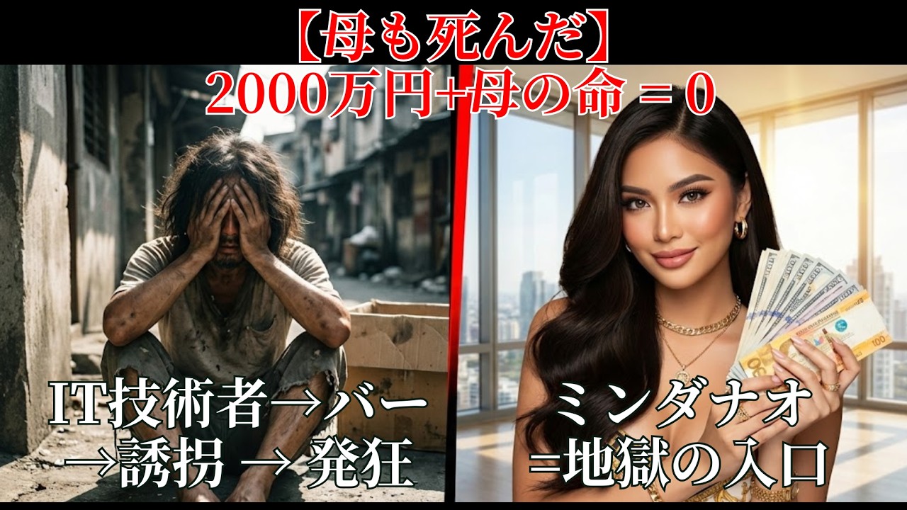 【衝撃】ミンダナオ島の罠：38歳IT技術者、フィリピン美女の涙に騙され2000万円とmother失った地獄の末路. 誘拐・薬物・母の死…