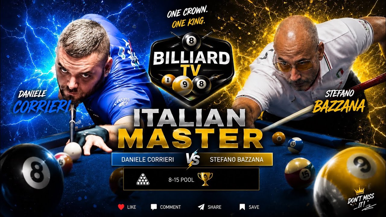 CORRIERI DANIELE VS STEFANO BAZZANA Italian Master BILLIARD TV